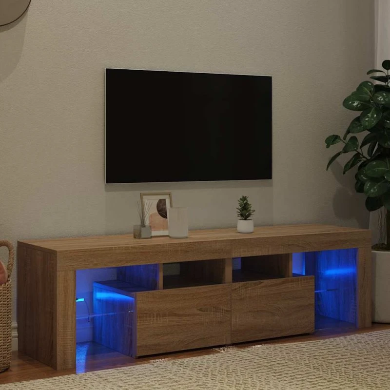 vidaXL Tv-bord med LED-lys 140x36,5x40 cm Sonoma-eg