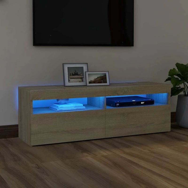 vidaXL Tv-bord med LED-lys 120x35x40 cm Sonoma-eg