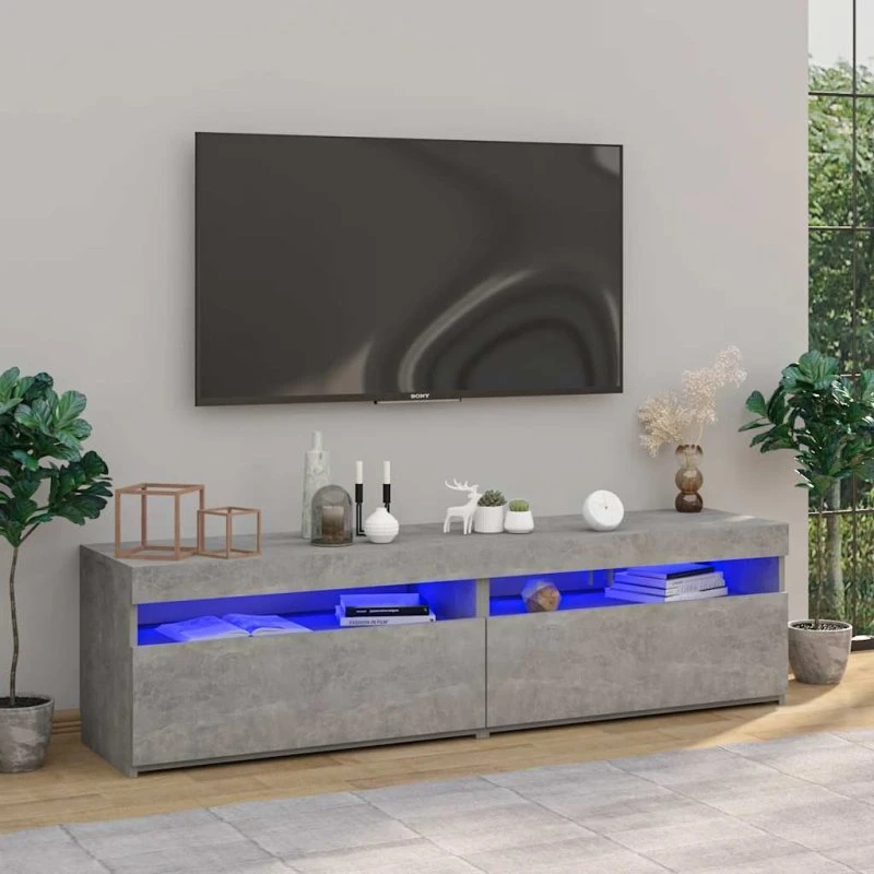 vidaXL 2 stk. tv-borde 75x35x40 cm betongrå med LED-lys