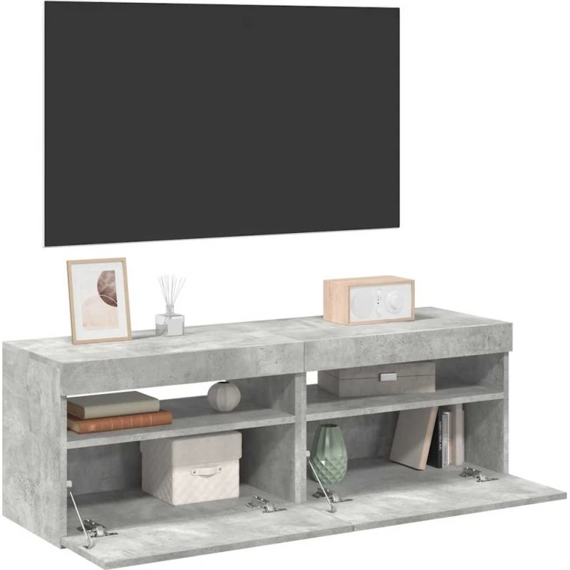 vidaXL tv-borde med LED-lys 2 stk. 60x35x40 cm betongrå