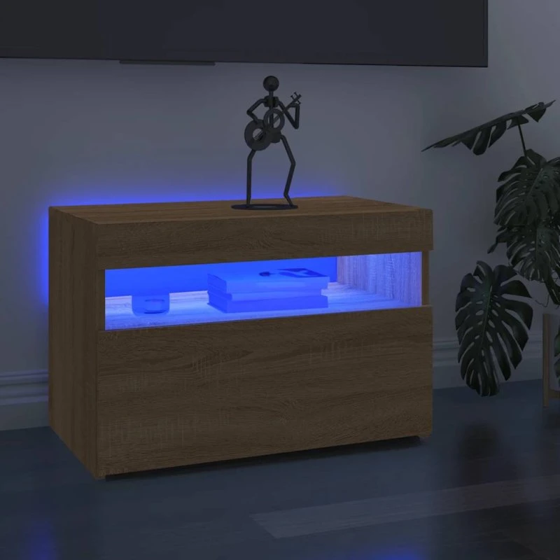 vidaXL Tv-bord med LED-lys 60x35x40 cm Sonoma-eg