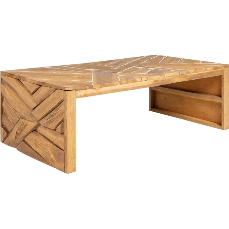 Teaktræ Sofabord 110x35x38 cm Eroderet Finish
