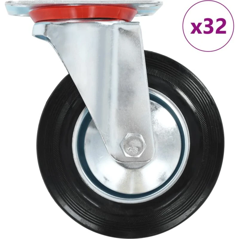 vidaXL 32 stk. drejehjul 160 mm, zinkbelagt jernstel, gummi, støjfrit