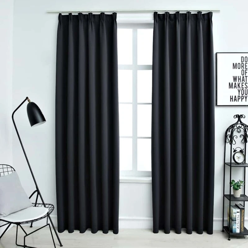 vidaXL Mørklægningsgardiner 2 stk. 140 x 175 cm sort med kroge