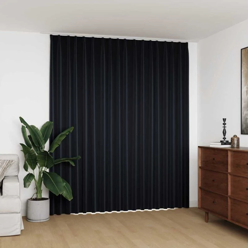 vidaXL Mørklægningsgardin 290 x 245 cm sort med kroge