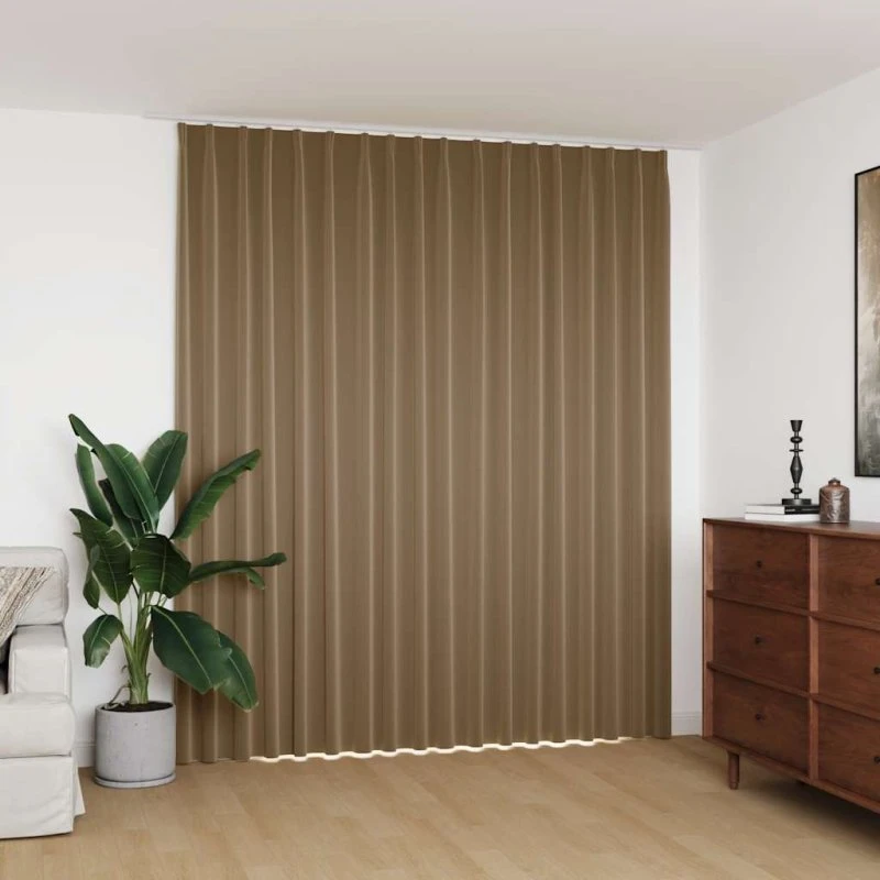 vidaXL Mørklægningsgardin 290 x 245 cm gråbrun med kroge