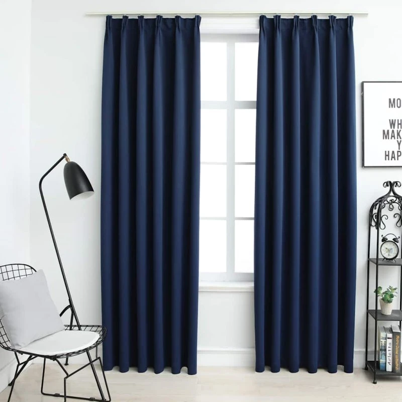 vidaXL Mørklægningsgardiner 2 stk. Blå 140 x 245 cm med kroge