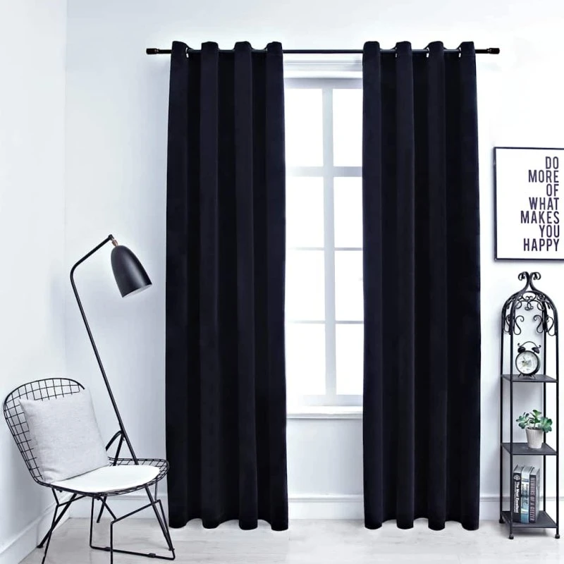 vidaXL Mørklægningsgardiner 2 stk. 140 x 175 cm fløjl sort