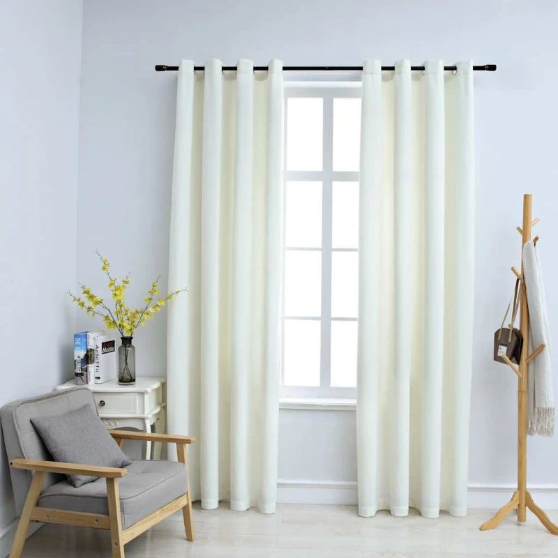 vidaXL Mørklægningsgardiner 2 stk. fløjl creme 140 x 245 cm