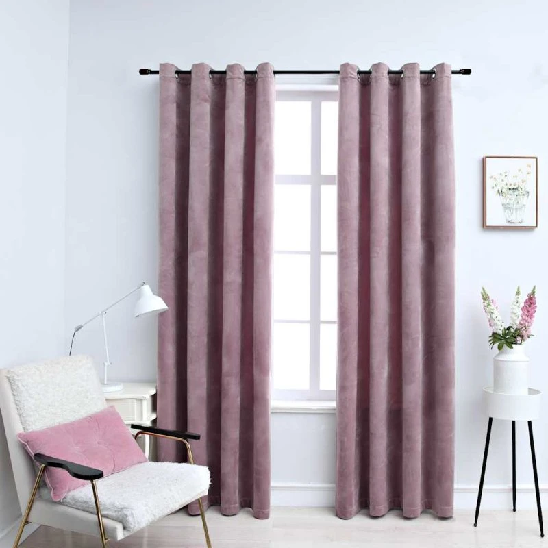 vidaXL Mørklægningsgardiner 2 stk. fløjl antik rosa 140 x 245 cm