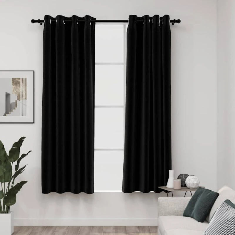 vidaXL Mørklægningsgardiner 2 stk. Hør-Look 140x175 cm Antracitgrå