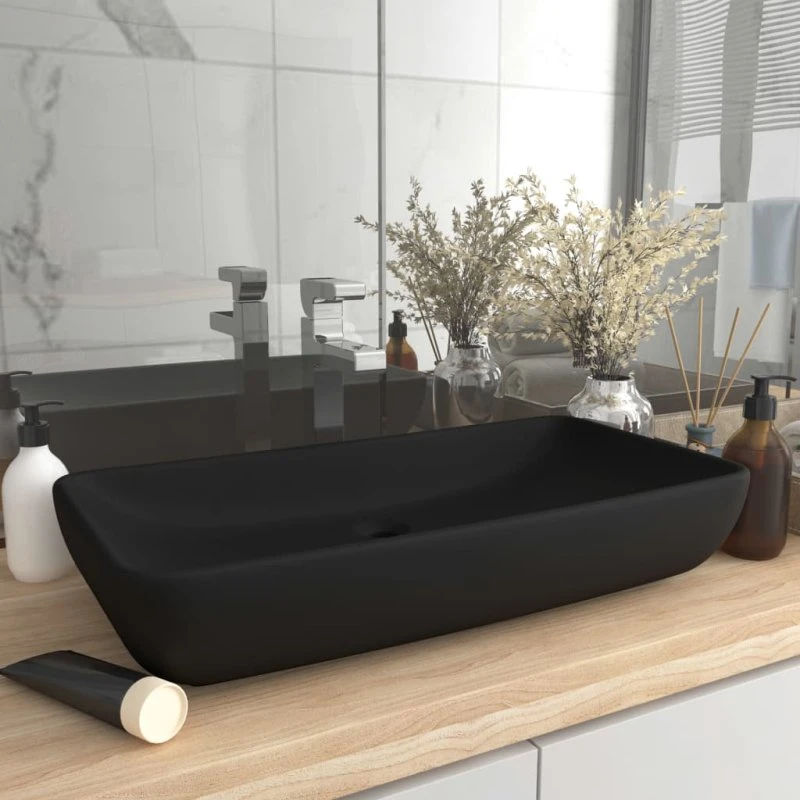 vidaXL luksuriøs håndvask 71x38 cm mat sort