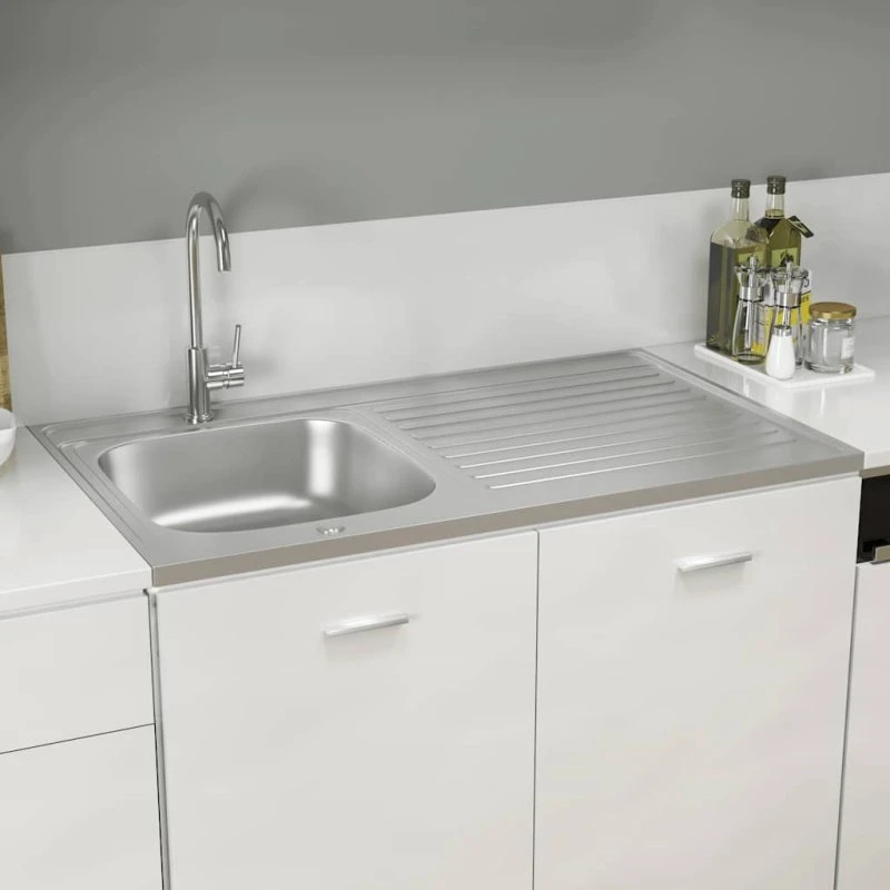 vidaXL Køkkenvask 1000x600 mm rustfrit stål sølv