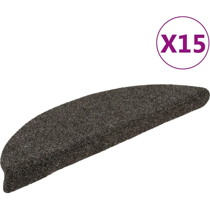 vidaXL selvklæbende trappemåtter 15 stk. 56x17x3 cm antracit halvrund