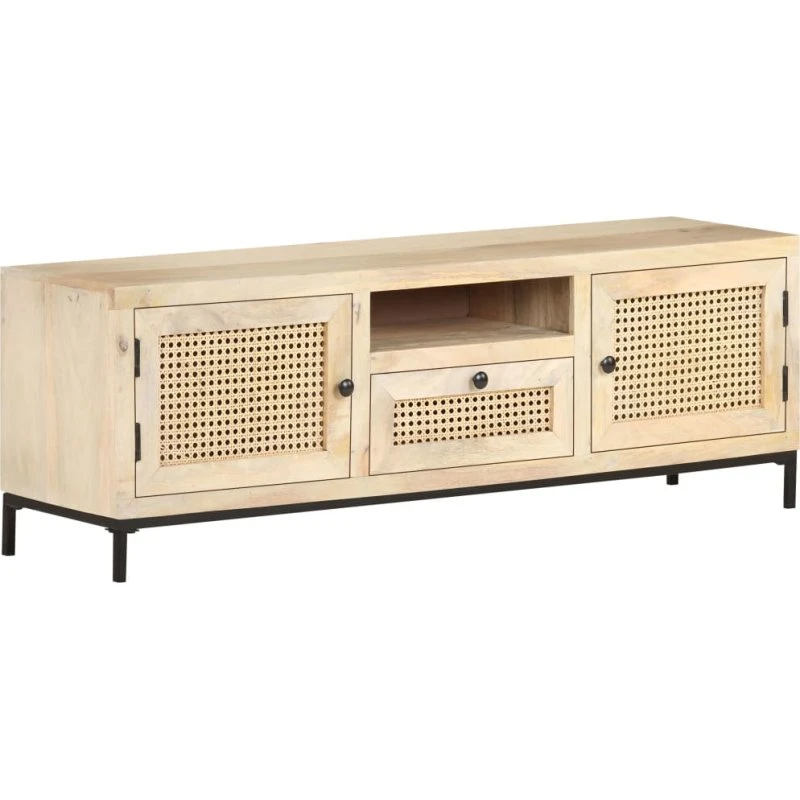 MangoTræ Tv-Skab 120x30x40 cm, Naturligt Rørflet