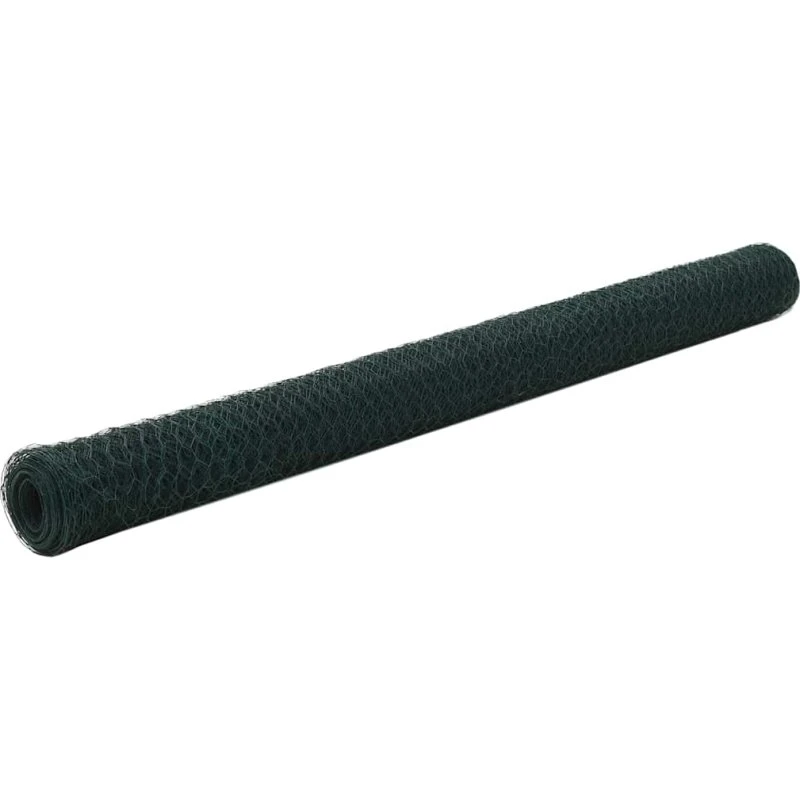 vidaXL hønsenet stål med PVC 25 x 1,5 m grøn