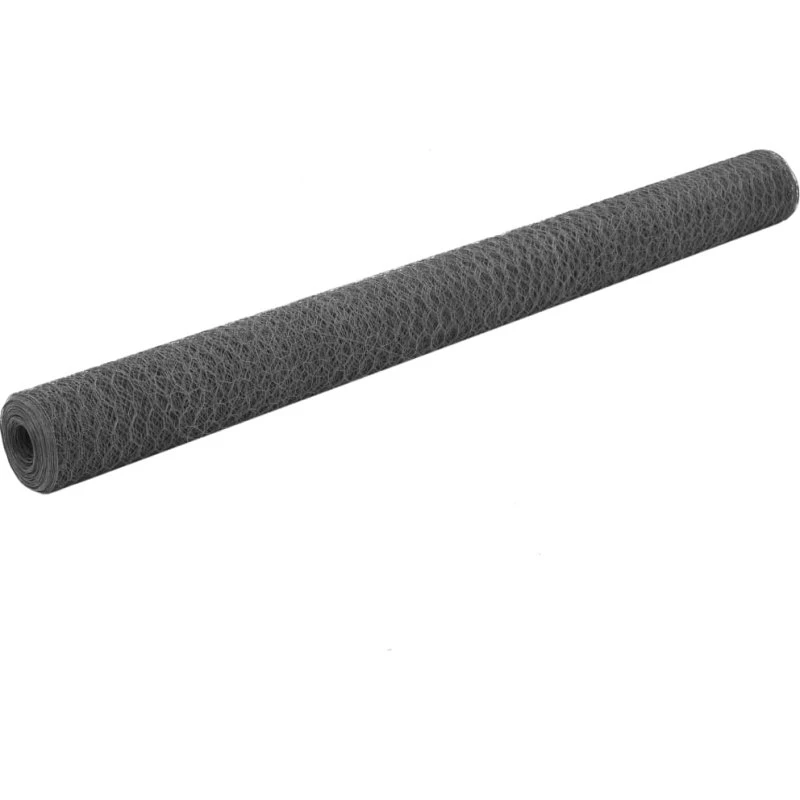 vidaXL hønsenet stål med PVC 25 x 1,5 m grå