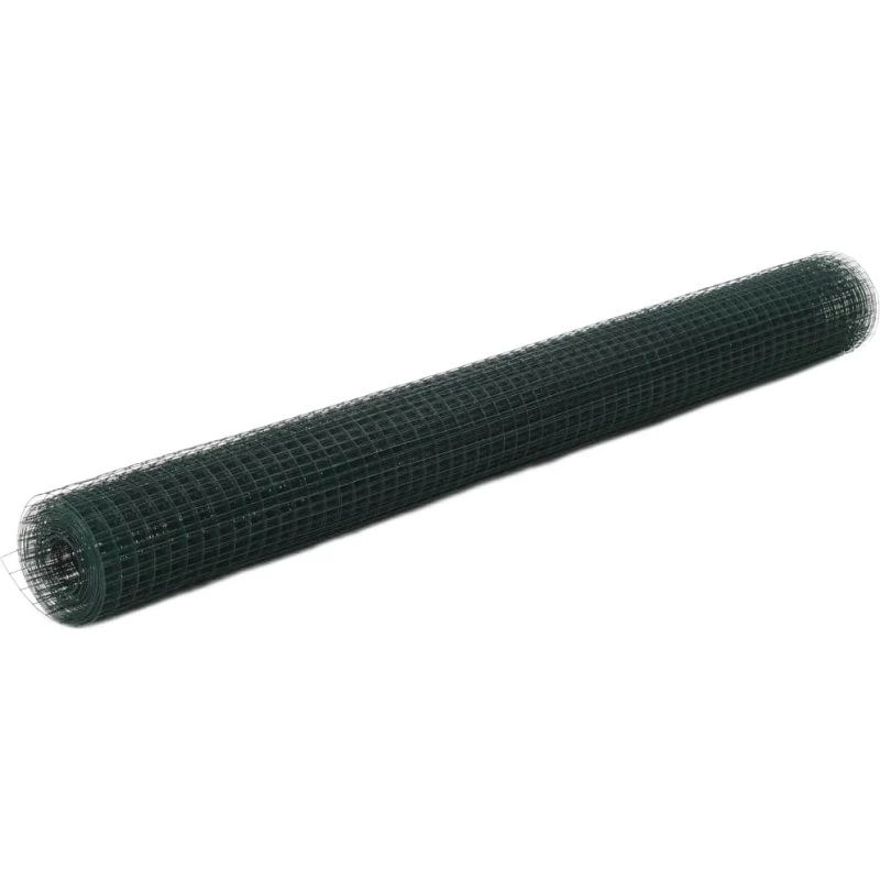 vidaXL hønsenet stål 25 x 1,5 m grøn med PVC-belægning