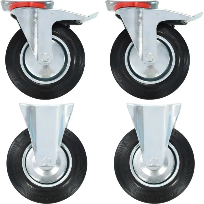 vidaXL 4 hjul 200 mm, gummi, zinkbelagt jernstel