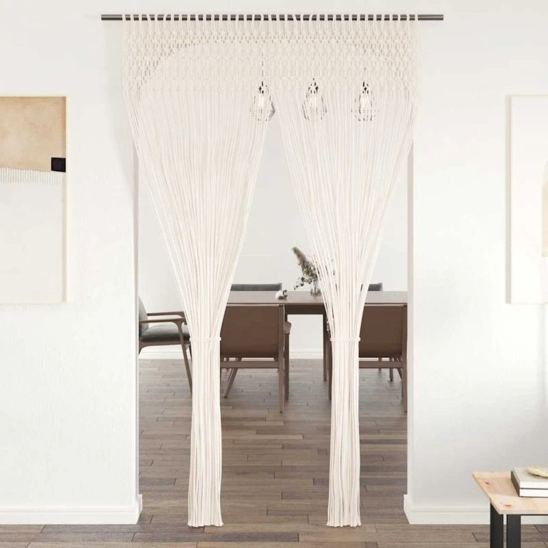 vidaXL Macramégardin 140x240 cm Creme Bomuld