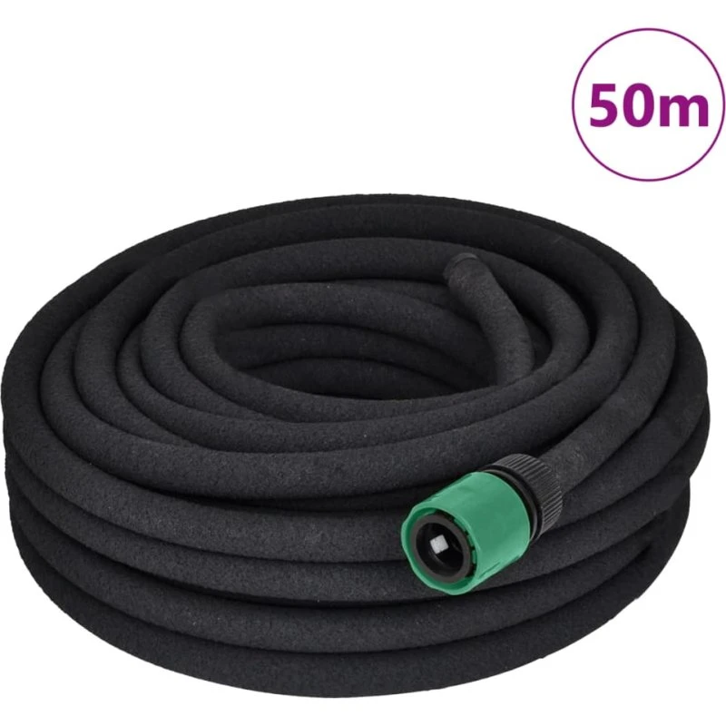 vidaXL Haveslange 1/2" 50 m, sort/grøn, dråbevise vanding