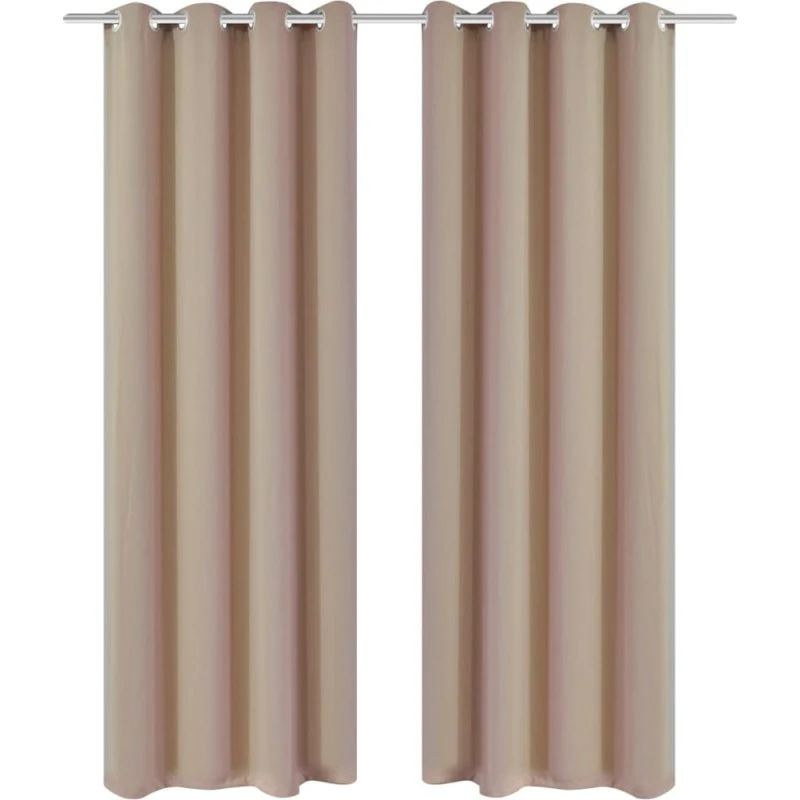 vidaXL Mørklægningsgardiner med Metalringe 2 stk. Creme 135 x 245 cm