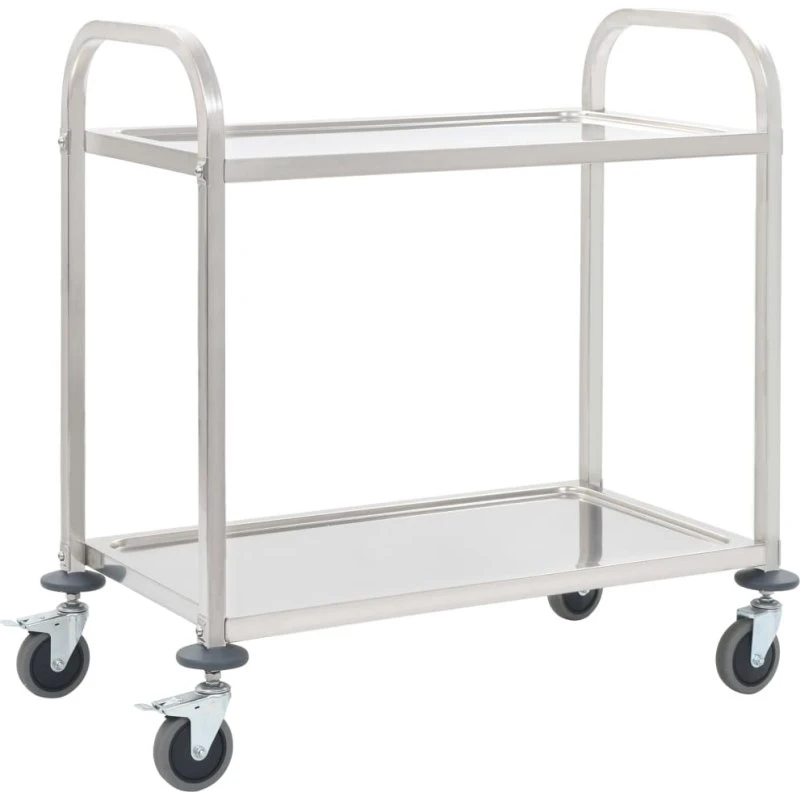 vidaXL Køkkenvogn med 2 Hylder 95x45x83,5 cm Rustfrit Stål