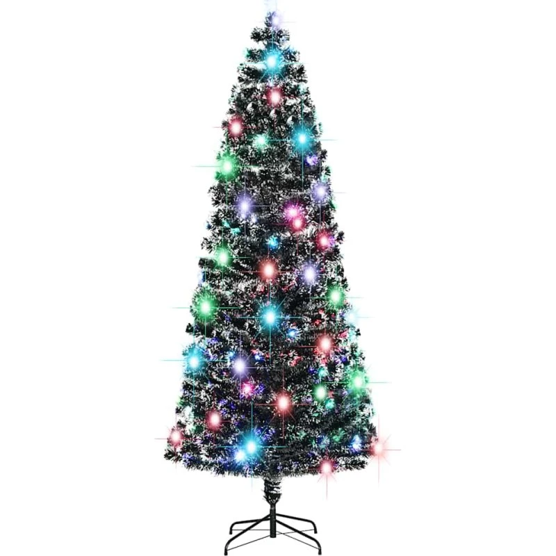 vidaXL 240 cm fiberoptisk juletræ med stativ og LED-lys