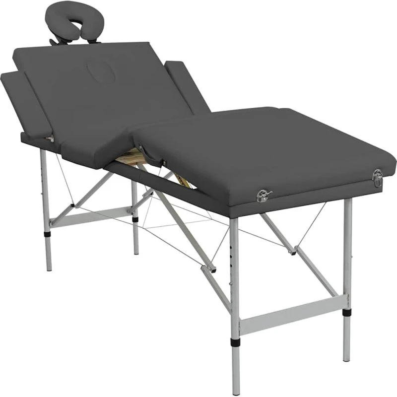 vidaXL massagebord med 4 zoner, aluminiumsstel, 186 x 68 cm, antracitgrå