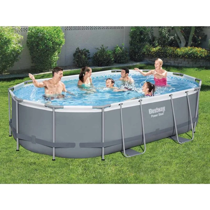 Bestway Power Steel Swimmingpoolsæt 488x305x107 cm oval