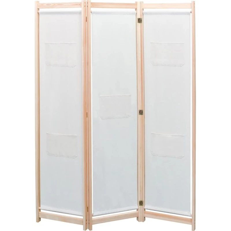 vidaXL 3-panels rumdeler 120x170 cm cremefarvet