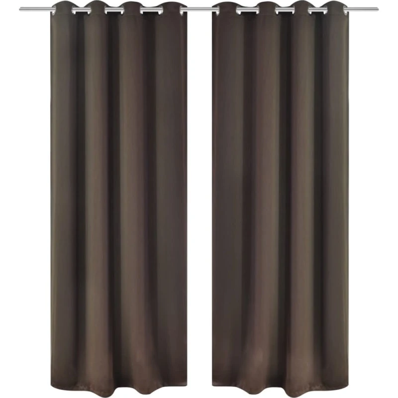 vidaXL Mørklægningsgardiner 2 stk. 135x175 cm brun med metalsnørering