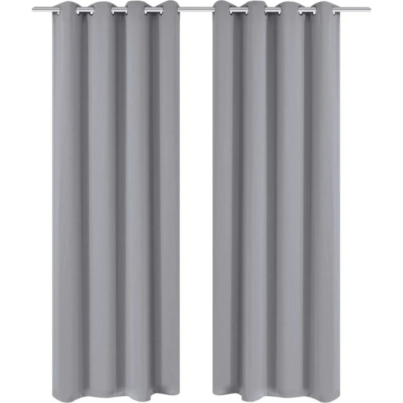 vidaXL Mørklægningsgardiner 2 stk. 135x175 cm grå med metalsnørering