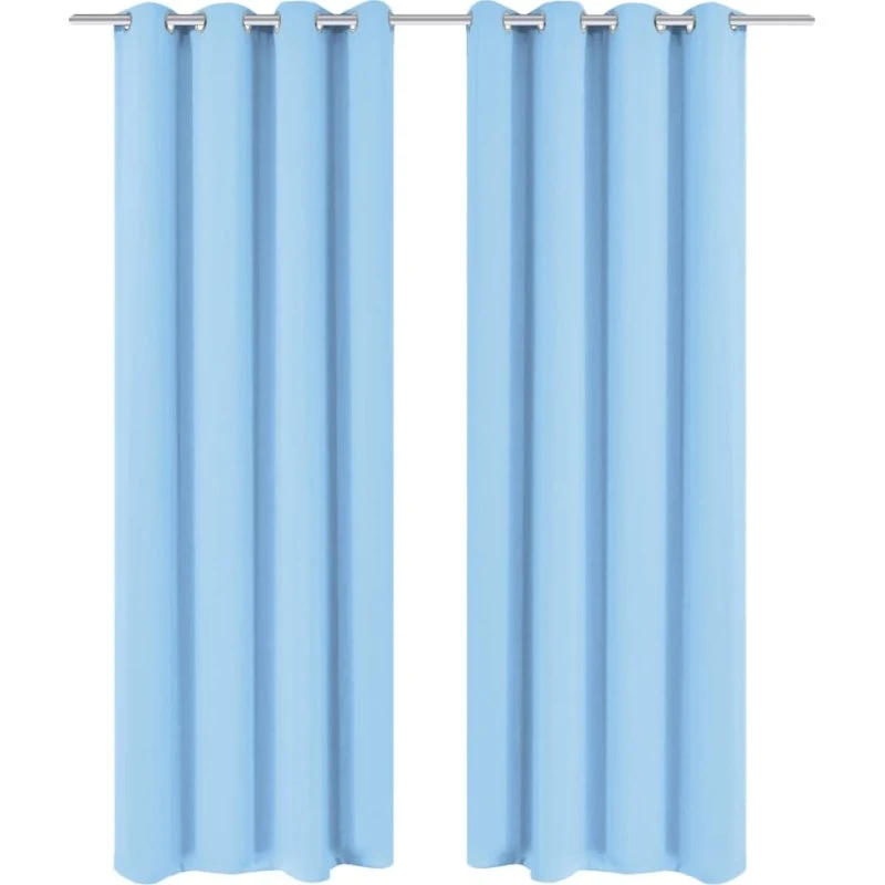 vidaXL Mørklægningsgardiner 2 stk. turkis 135x175 cm med metalsnøreringe