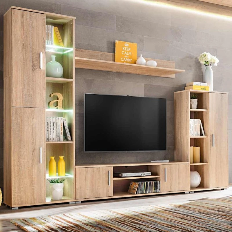 vidaXL Skabssæt med Tv-Skab og LED-Lys Sonoma-Eg