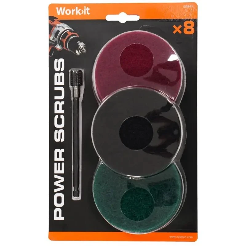 Work-it Power Scrubs Sliberondeller til Boremaskine Ø100 mm (8 dele)