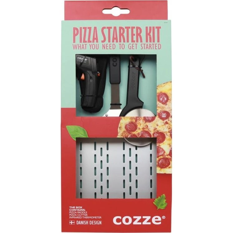 Cozze® gavesæt med pizzaspade, termometer og pizzaskære (3 dele)
