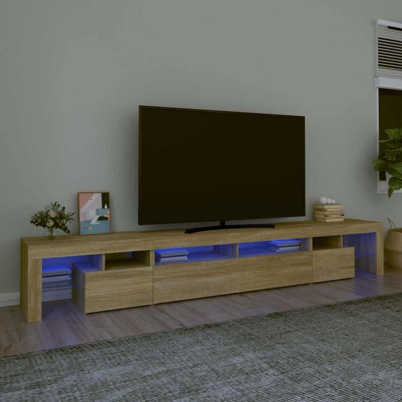 vidaXL Tv-skab med LED-lys 260x36,5x40 cm Sonoma-eg