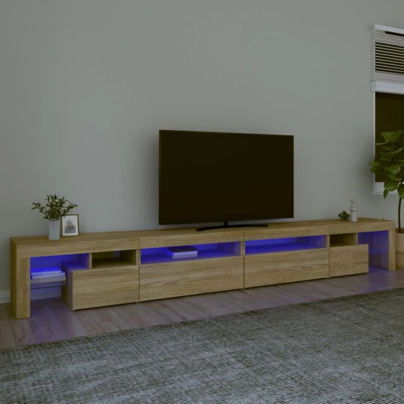 vidaXL TV-bord med LED-lys 290x36,5x40 cm Sonoma-eg