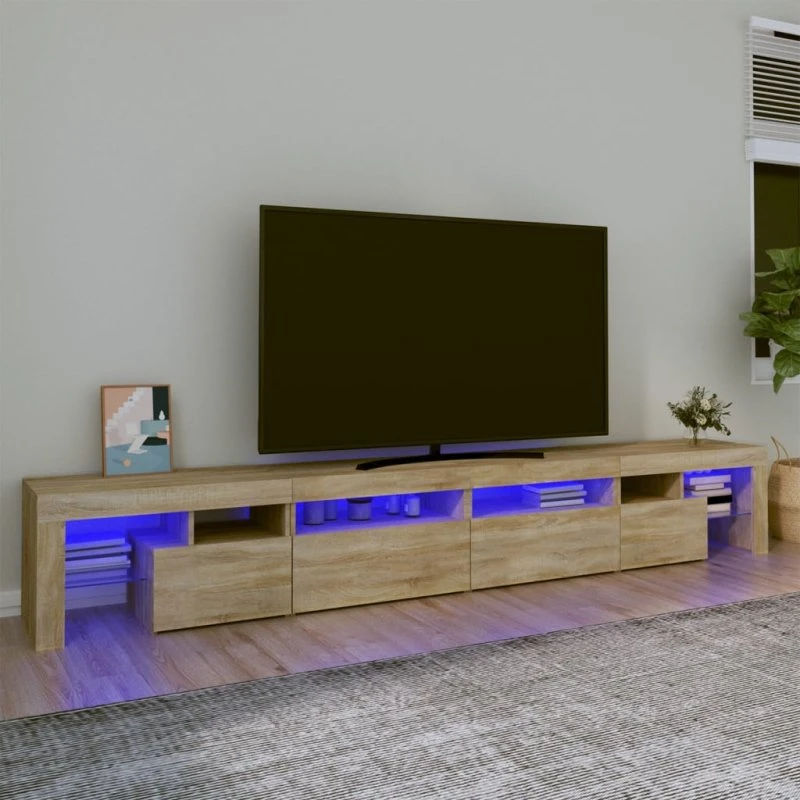 vidaXL Tv-skab med LED-lys 260x36,5x40 cm Sonoma-eg