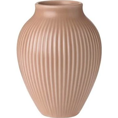 Knabstrup Keramik vase med riller, 12,5 cm, mat dusty rose