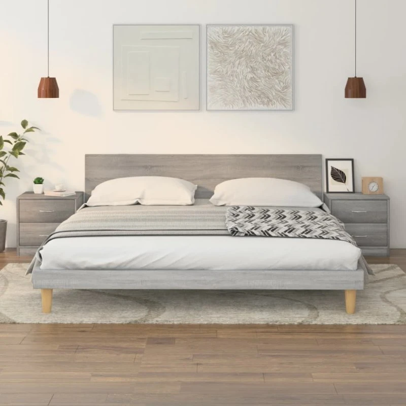 vidaXL Sengeborde 2 stk. 40x30x40 cm grå sonoma-eg konstrueret træ