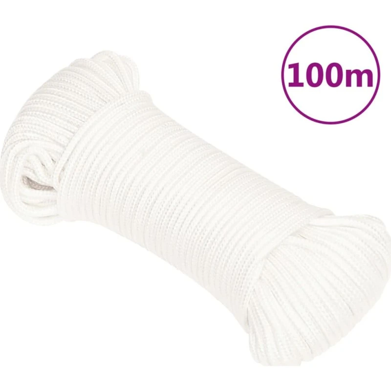 vidaXL Tovværk 5 mm 100 m hvid polypropylen