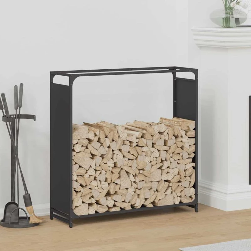 vidaXL Brændestativ 90x28x90 cm Koldvalset Stål Sort
