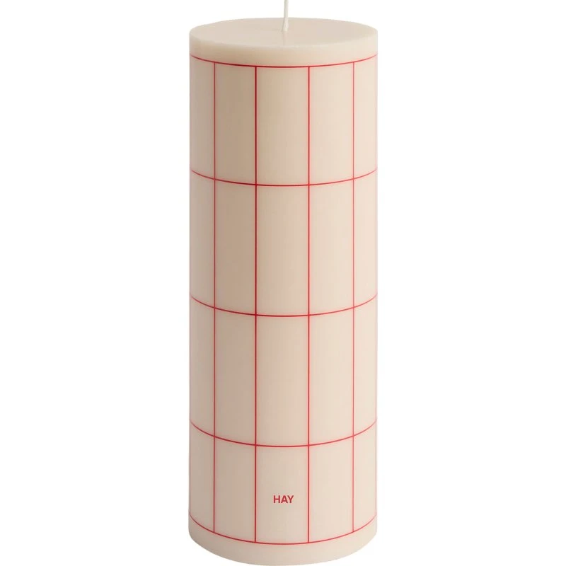HAY Bloklys L 25 cm Off-White/Rød Gittertern