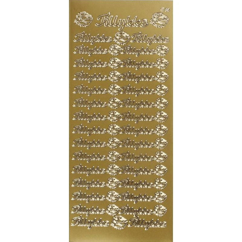 Tillykke Klistermærker, Guld, 1 ark