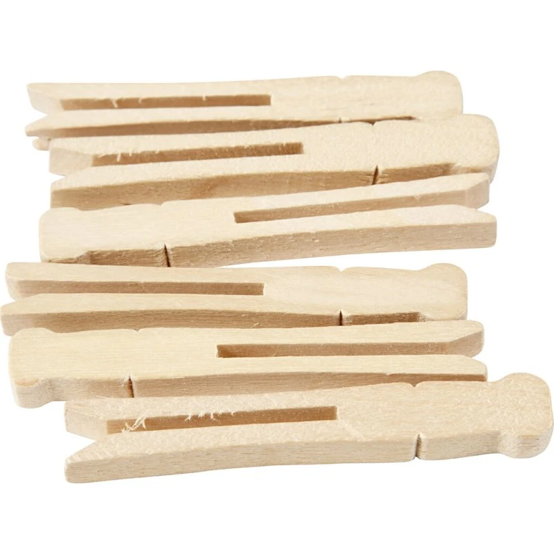 Tøjklemmer L 9,5 cm, B 1,4 cm, 100 stk. – Lyst træ