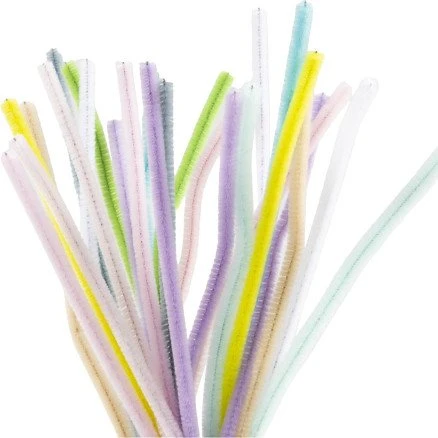 Chenille, 30 cm, 6 mm, pastelfarver, 25 stk./pakke
