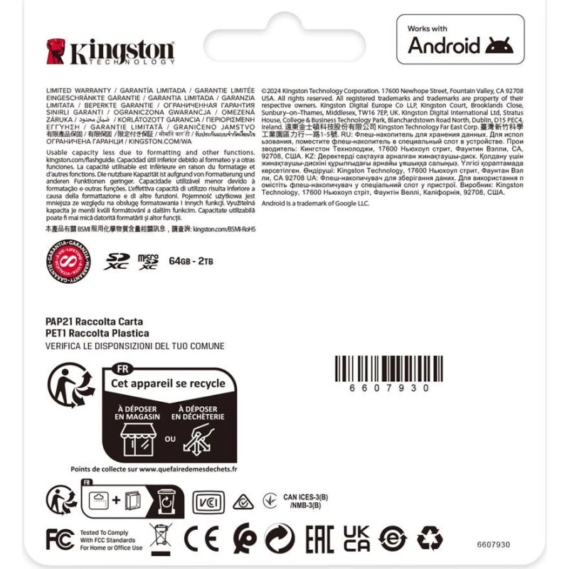 Kingston Canvas Select Plus 512 GB MicroSD U3 V30 A1 UHS-I + SD-adapter