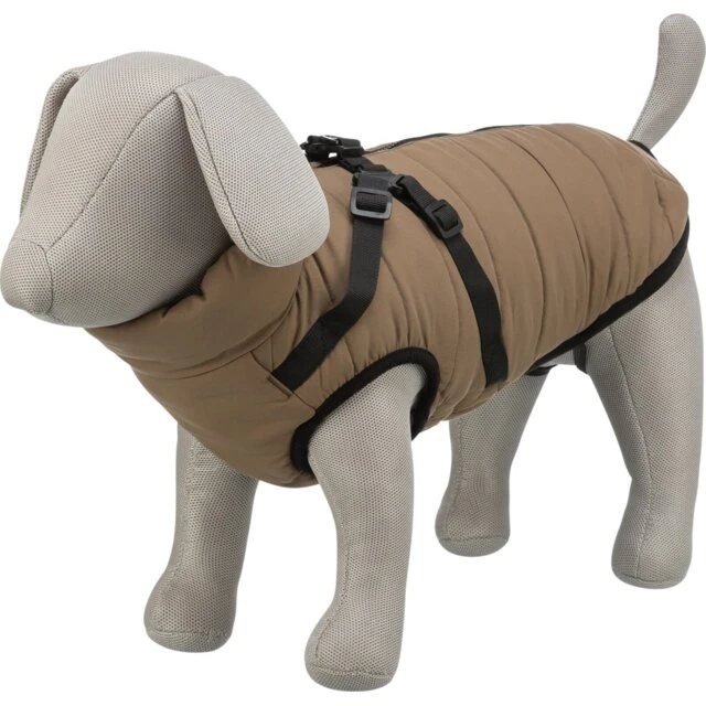 Trixie Pirou vinterjakke med hundesele – sand, 24 cm